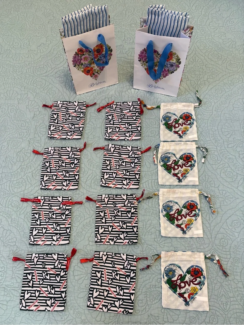 12 Brighton Mini Drawstring Bag Set & 2 Gift bags